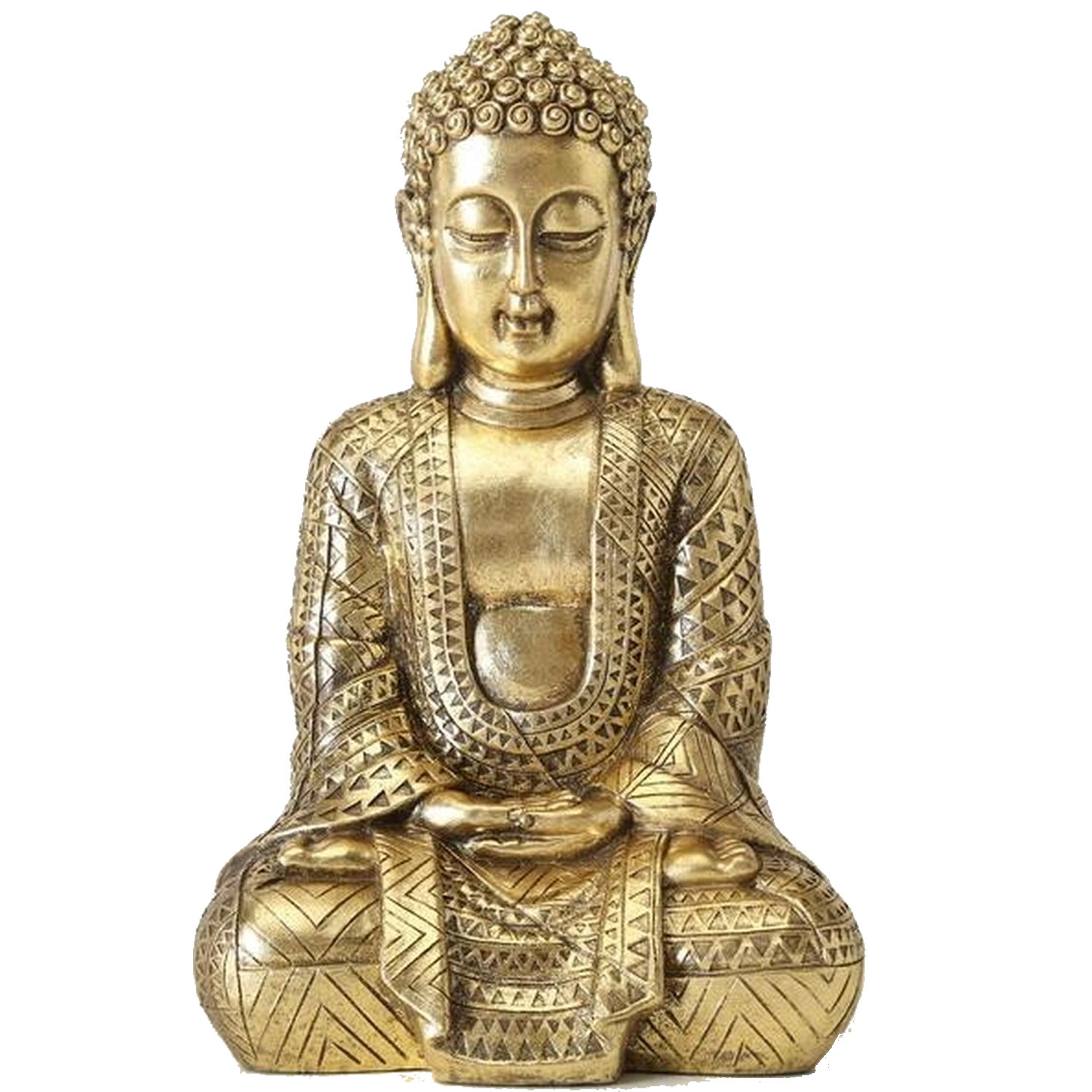 Deco by Boltze Zittend Boeddha beeld goud polystone 70 cm -