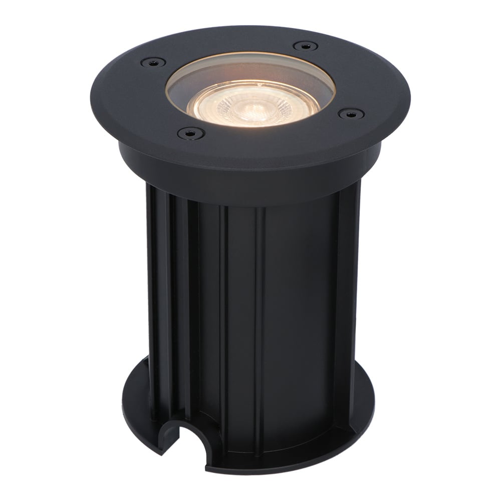 HOFTRONIC™ Maisy dimbare LED grondspot - Rond - Zwart - 2700K warm wit - 5 Watt - IP67 straal waterdicht - 3 jaar garantie