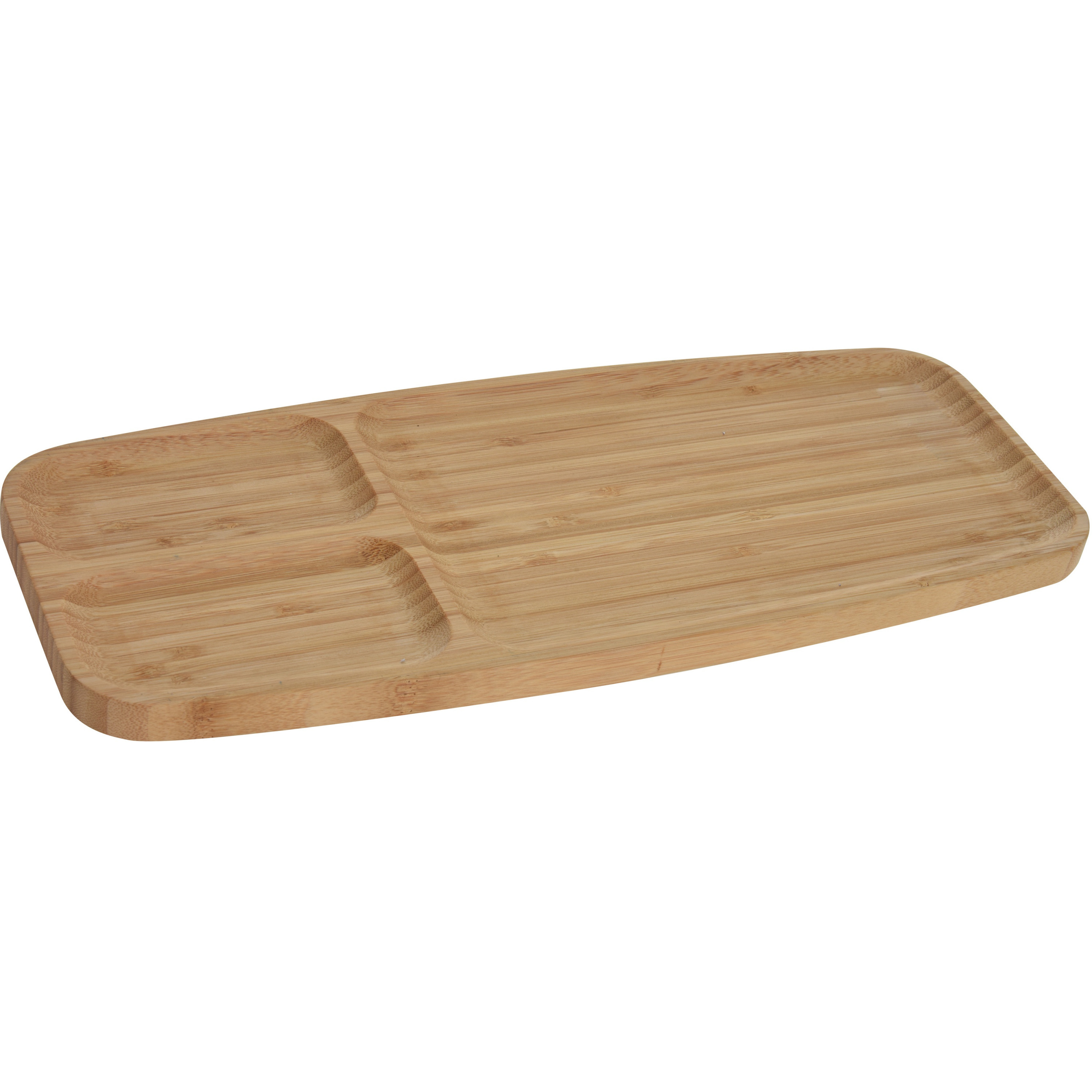 Merkloos 1x Serveerplanken/borden 3-vaks van bamboe hout cm -