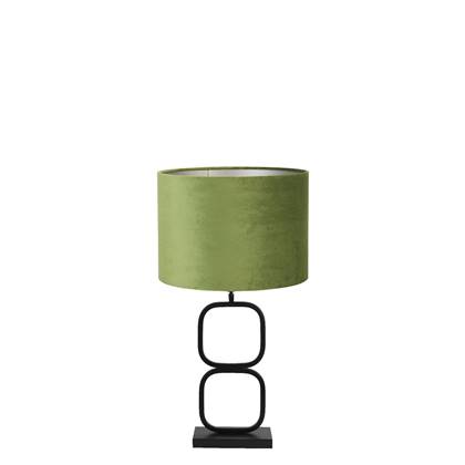 Light & Living Tafellamp Lutika|Velours - Zwart|Olijfgroen - Ã30x67cm