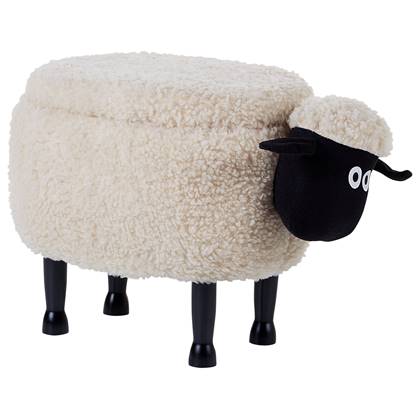 Beliani - Bezaubernder Hocker für Kinder in Schaf-Form Beige Felloptik mit Stauraum Sheep - Beige