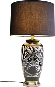 KARE Tischlampe Zebra Face schwarz Textil, Porzellan, 71 cm