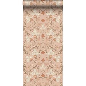 ESTAhome Behang Vintage Bloemen In Art Nouveau Stijl Terracotta Roze - 50 X 900 Cm