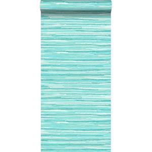 ESTAhome Behang Geweven Motief Turquoise - 53 Cm X 10,05 M - 148621