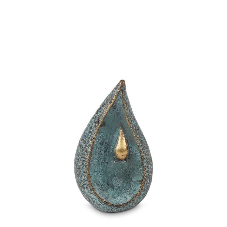 Gedenkartikelen Traan mini urn in brons met blauwe kleuren (50ml)