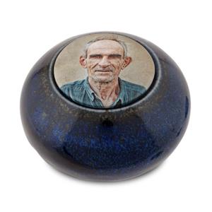 Gedenkartikelen Mini urnen van keramiek met fotoportret op deksel