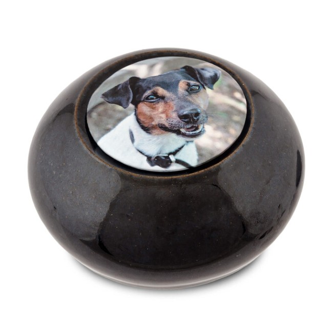 Gedenkartikelen Mini urnen van keramiek met foto huisdier op deksel