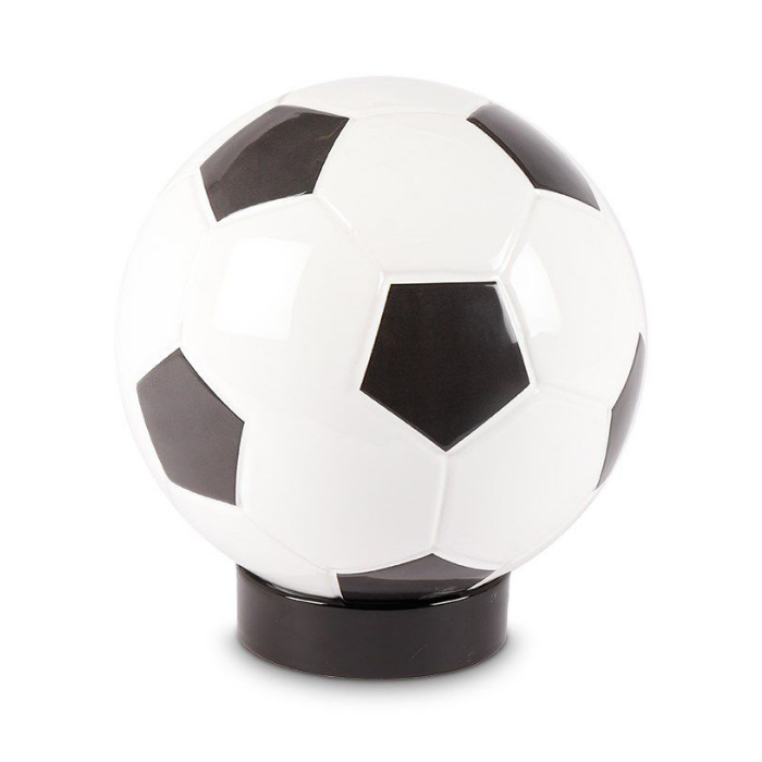 Gedenkartikelen Voetbal urn in zwart met wit keramiek op sokkel (3500ml)