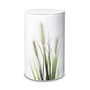 Gedenkartikelen Flora urn in wit keramiek met Grassen op voorzijde (3000ml)
