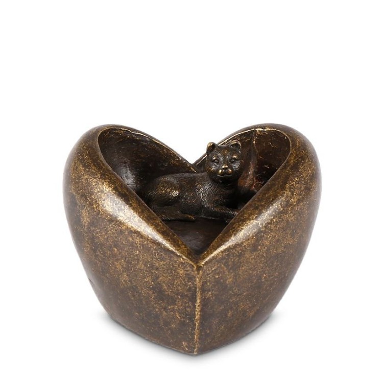Gedenkartikelen Bronzen poezen urn: In My Heart Forever
