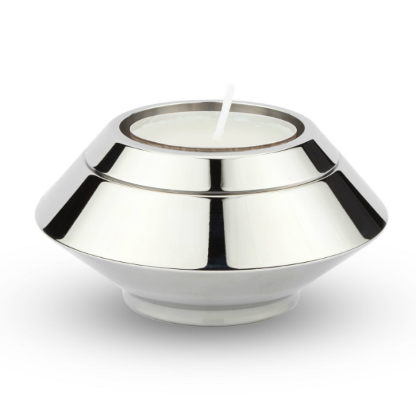Gedenkartikelen Mini urn met waxine in zilverkleurig edelstaal (90ml)