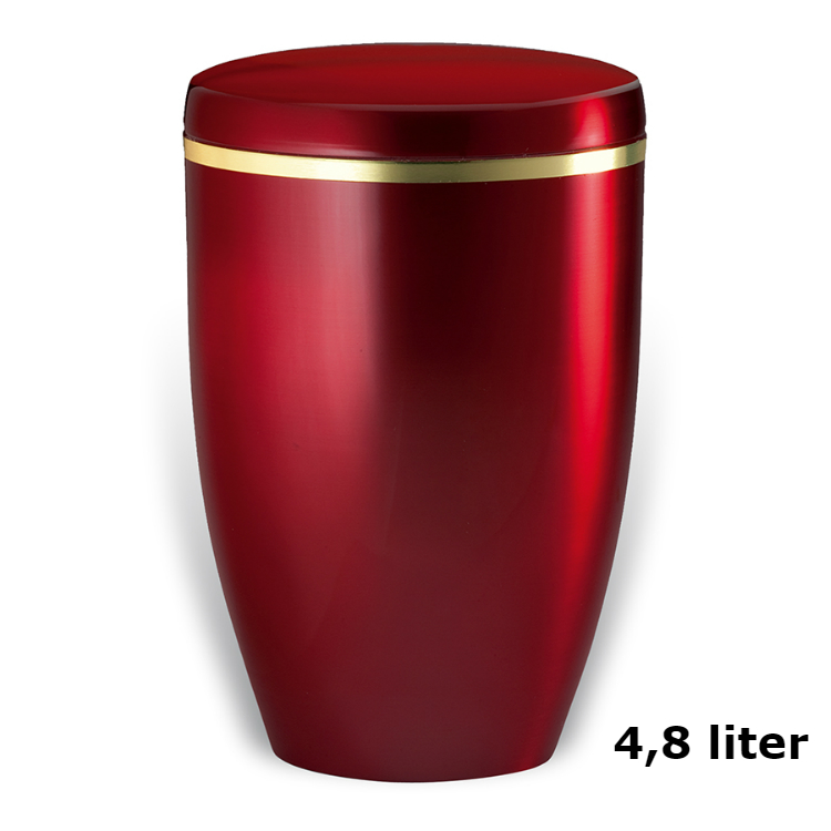 Gedenkartikelen Urn Bordeau-rood van edelstaal met goudkleur band (4800ml)
