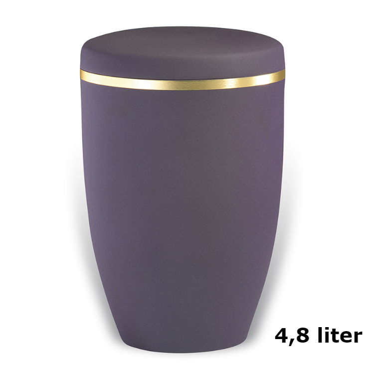 Gedenkartikelen Urn violet van edelstaal met goudkleur band (4800ml)
