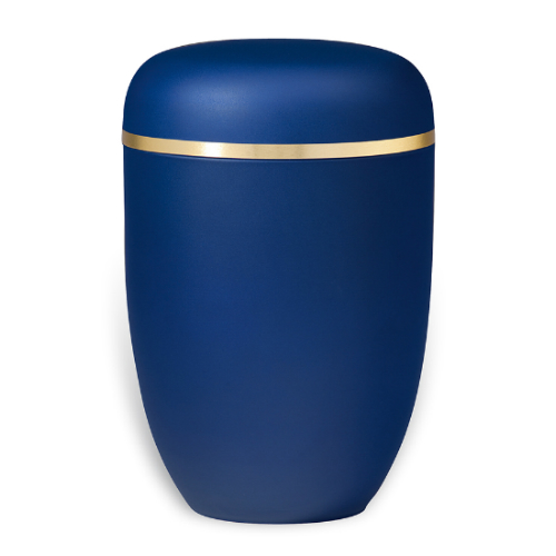 Gedenkartikelen Urn edelstaal Royal-Blue met gouden band (4000ml)