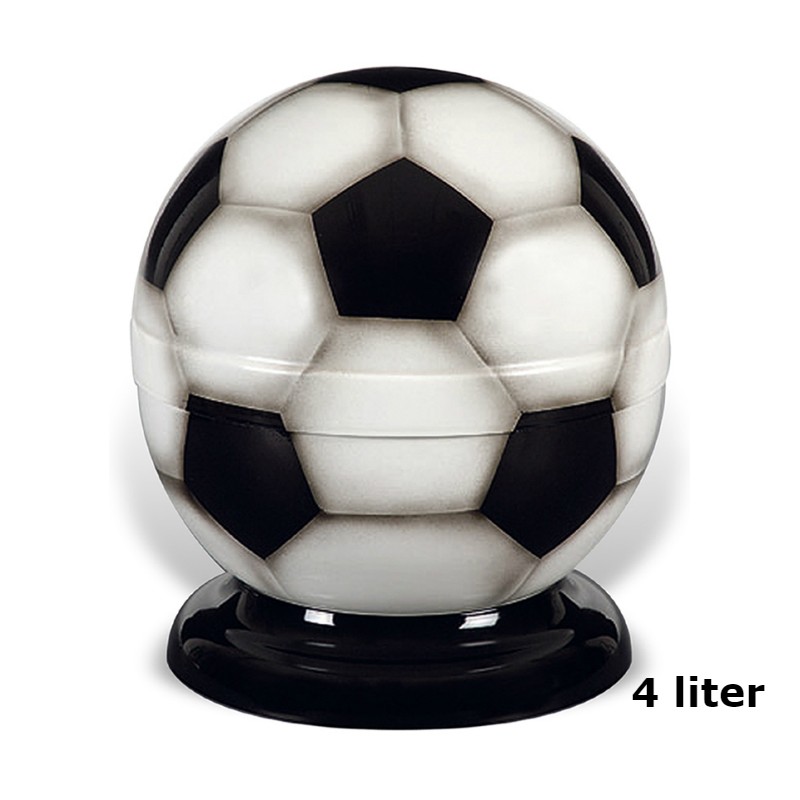 Gedenkartikelen Voetbal urn Wit-Zwart op ronde voet (4000ml)