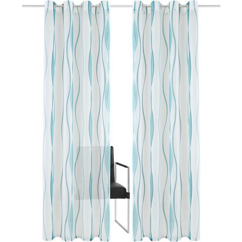 My home Gordijn Dimona set van 2, transparant, voile, polyester, golven (2 stuks)