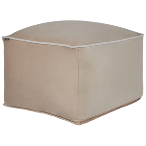 beliani Pouf Sandbeige Samtstoff Quadratisch 50 x 50 x 30 cm mit Paspel Modern Wohnzimmer Schlafzimmer Ausstattung Sitzhocker Fußhocker Bodenkissen - Beige