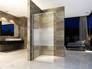aloni Walk In Dusche Begehbare Duschwand Glas Duschabtrennung Duschtrennwand Glastrennwand Glaswand mit NANO-Beschichtung halbmatt Mittelteil 100cm