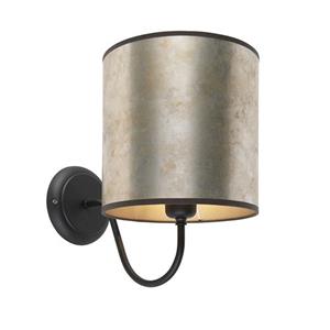 QAZQA Klassieke Wandlamp Zwart Met Zinken Velours Kap - Matt