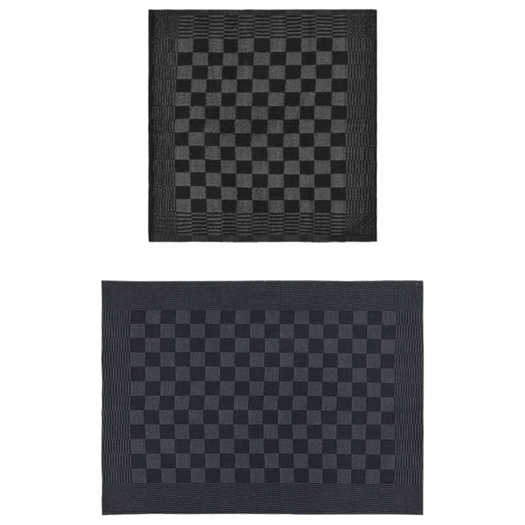 vidaXL 20-delige Keukendoekenset katoen zwart en grijs