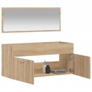 Bonnevie - Badschrank,Badezimmerschrank mit Spiegel Sonoma-Eiche Holzwerkstoff vidaXL