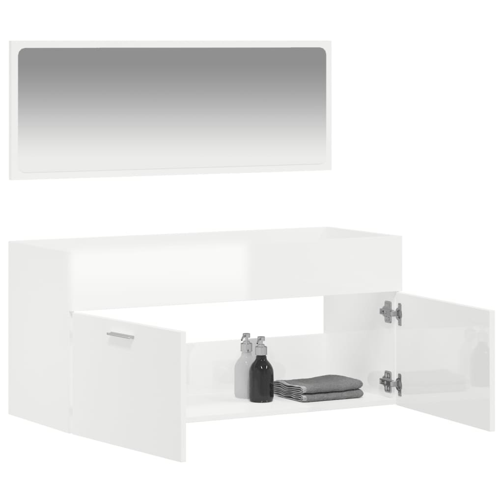bonnevie Badschrank,Badezimmerschrank mit Spiegel Hochglanz-Weiß Holzwerkstoff vidaXL