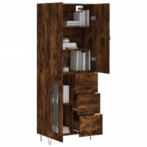 vidaXL Hoge kast 69,5x34x180 cm bewerkt hout gerookt eikenkleurig