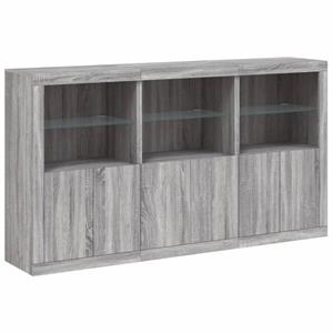 vidaXL Dressoir met LED-verlichting 181,5x37x100 cm grijs sonoma eiken