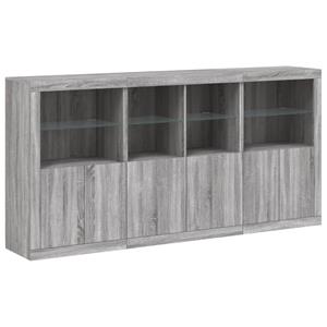 vidaXL Dressoir met LED-verlichting 202x37x100 cm grijs sonoma eiken