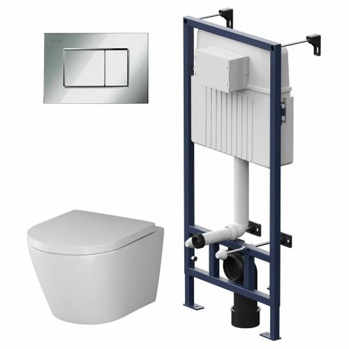 AM.PM Tiefspül-WC KomplettSet Flash wandhängend, Abgang Wand WC,Tiefspüler, wandhängend, Suspension, Abgang waagerecht, Komplett-Set, feuchtigkeitsbeständig, Schnellverschluss