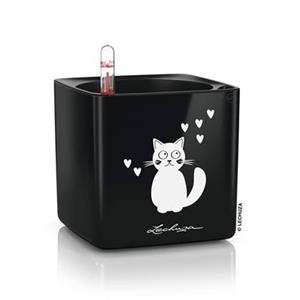 Lechuza Plantenbak CUBE Glossy CAT 14 ALL-IN-ONE hoogglans zwart