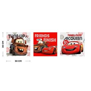 Disney Cars | Canvas Set Van 3 - Cars, Friends, Finish - 3x 30x30 Cm