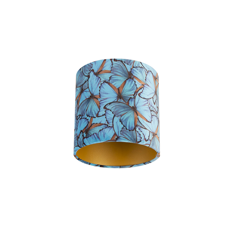 qazqa Velour Lampenschirm Schmetterling Design 20/20/20 goldene Innenseite - Kupfer