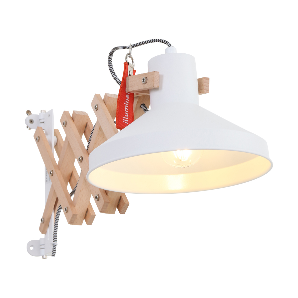 Anne Light&home Wandlamp Woody | 1 lichts | E27 | draai-&kantelbaar |Ø 23 cm | wit beuken