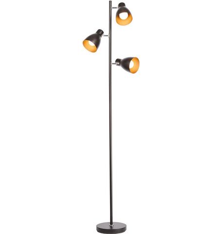 B.K.Licht Staande lamp BK_ST1199 Vloerlamp, zwenkbaar, retro, metaal, zwart-goud (1 stuk)
