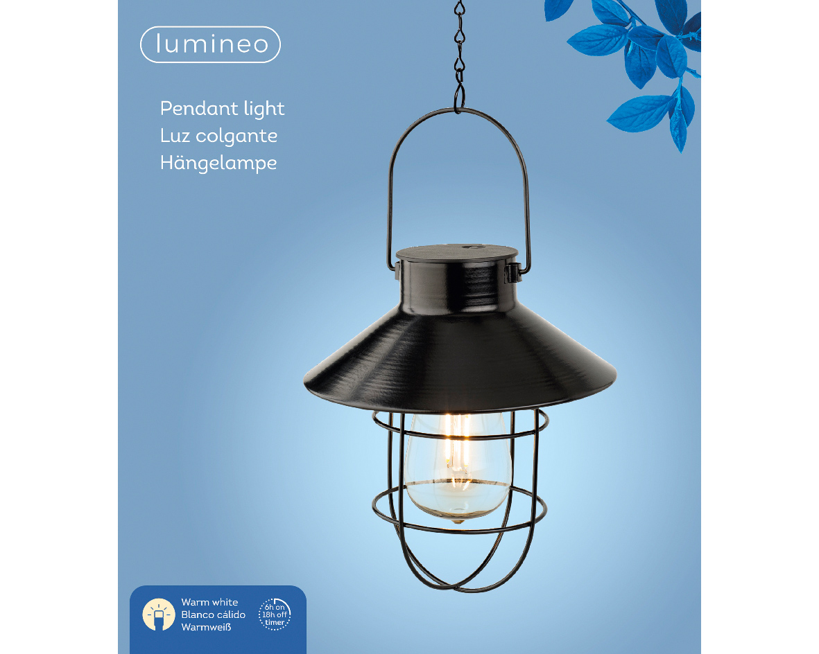 Lumineo Hanglamp zwart LED warm wit - 
