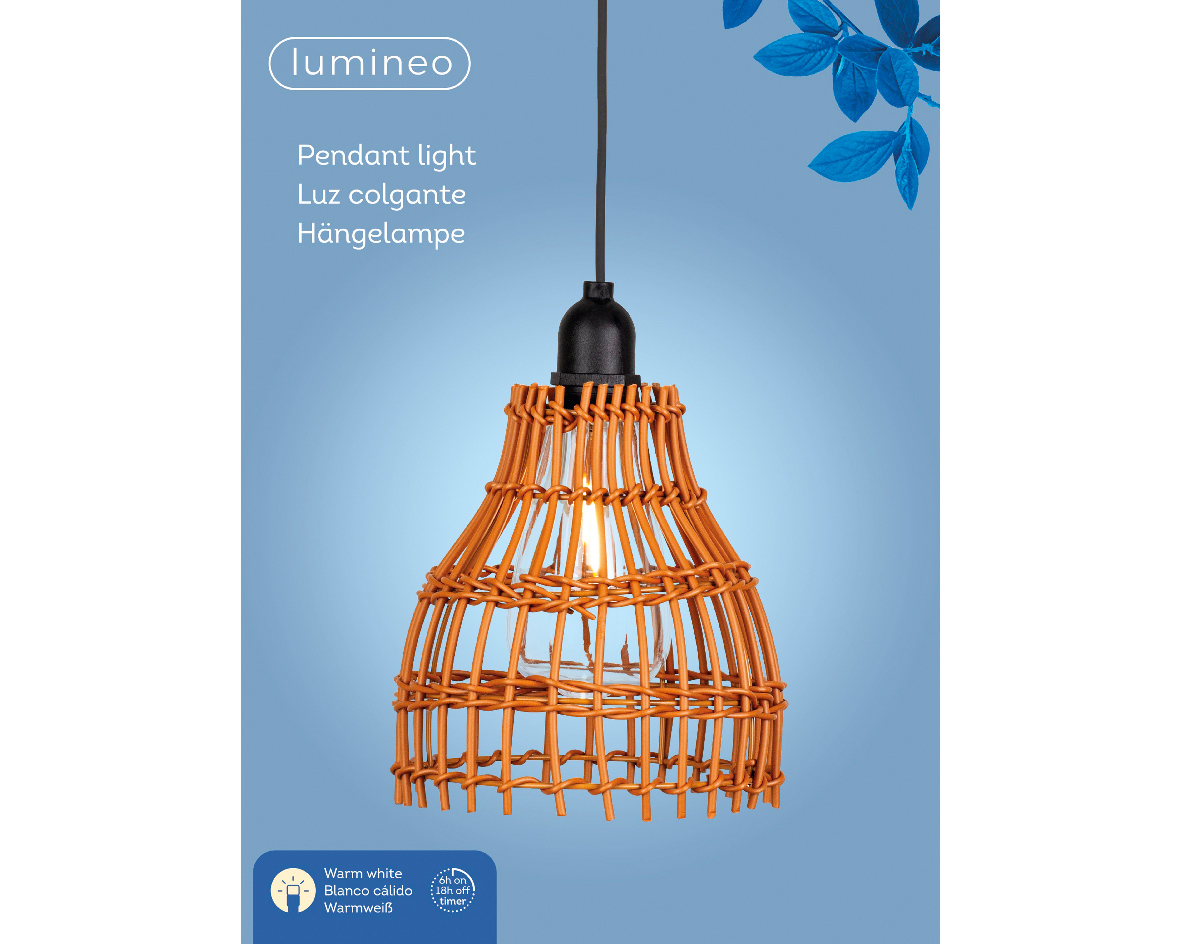 Lumineo Hanglamp wicker LED warm wit I - 
