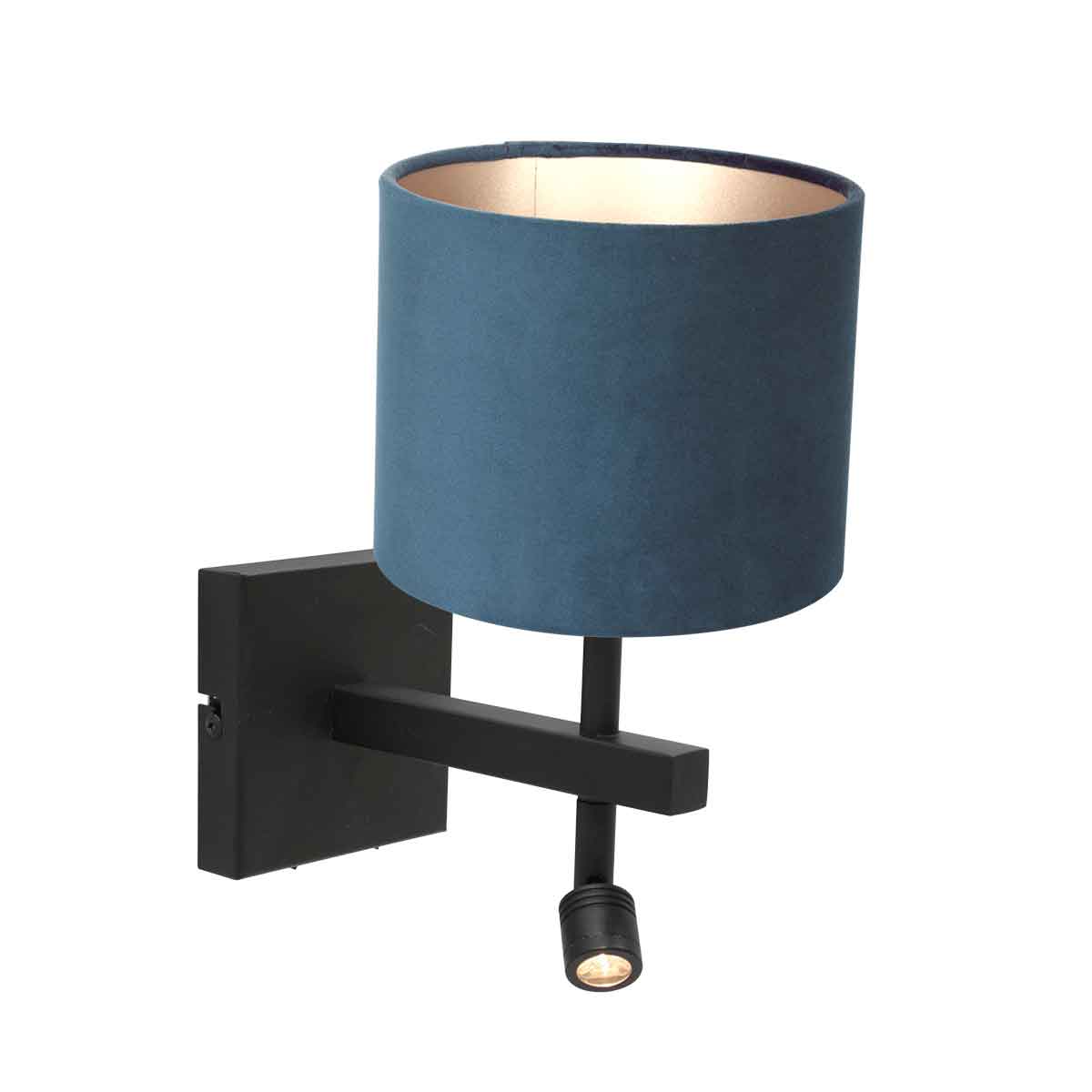 Steinhauer Wandlamp Stang | 2 lichts | draai-&kantelbaar |Ø 20 cm | blauw velours