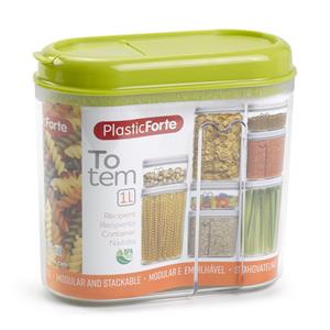 PlasticForte Voedselcontainer strooibus - groen - 1000 ml - kunststof - 15 x 8 x 14 cm - voorraadpot -