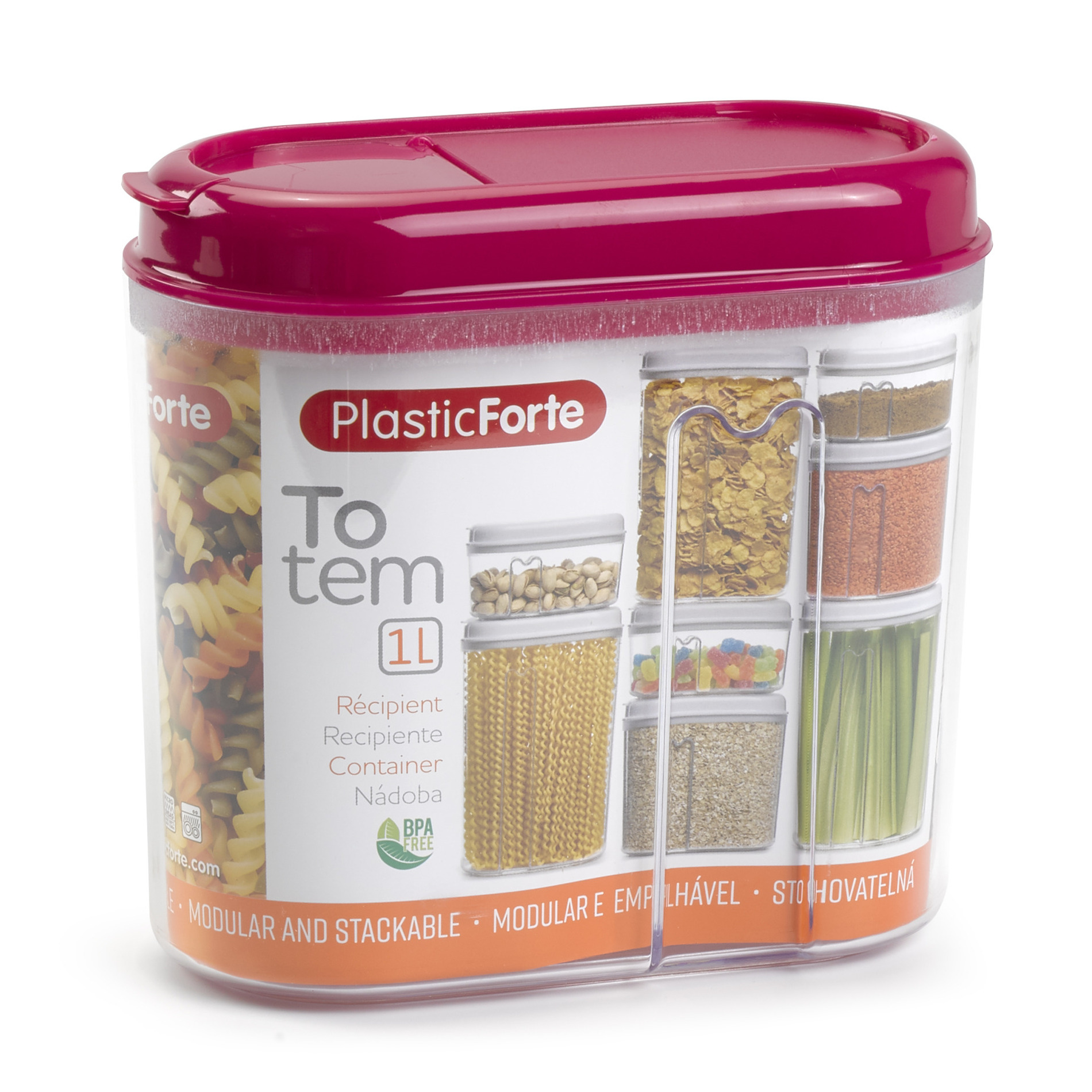 PlasticForte Voedselcontainer strooibus - roze - 1000 ml - kunststof - 15 x 8 x 14 cm - voorraadpot -