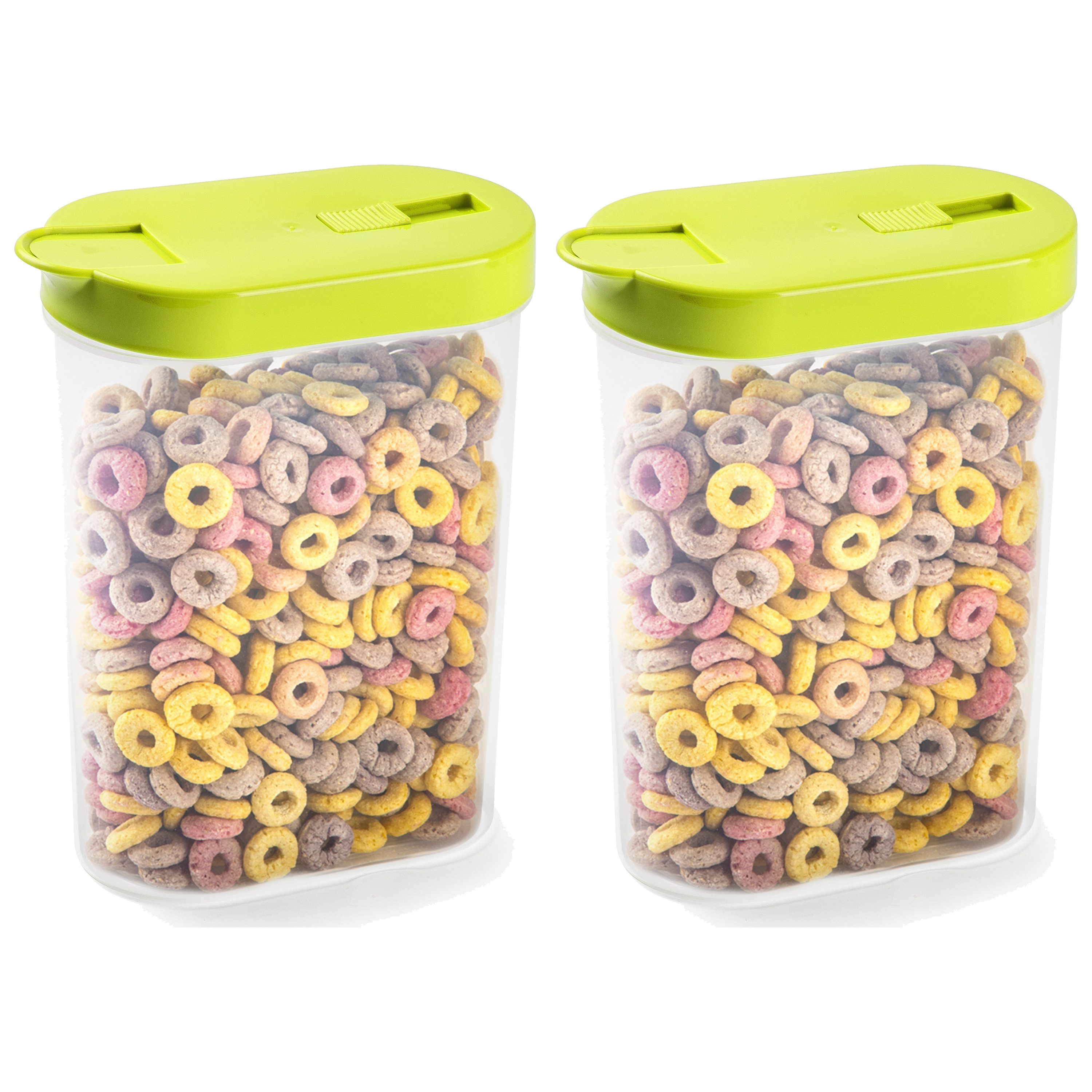 PlasticForte Voedselcontainer strooibus - 2x - groen - inhoud 1 liter - kunststof - 15 x 7 x 19 cm -