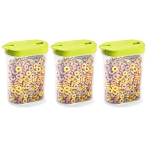 PlasticForte Voedselcontainer strooibus - 3x - groen - inhoud 1 liter - kunststof - 15 x 7 x 19 cm -