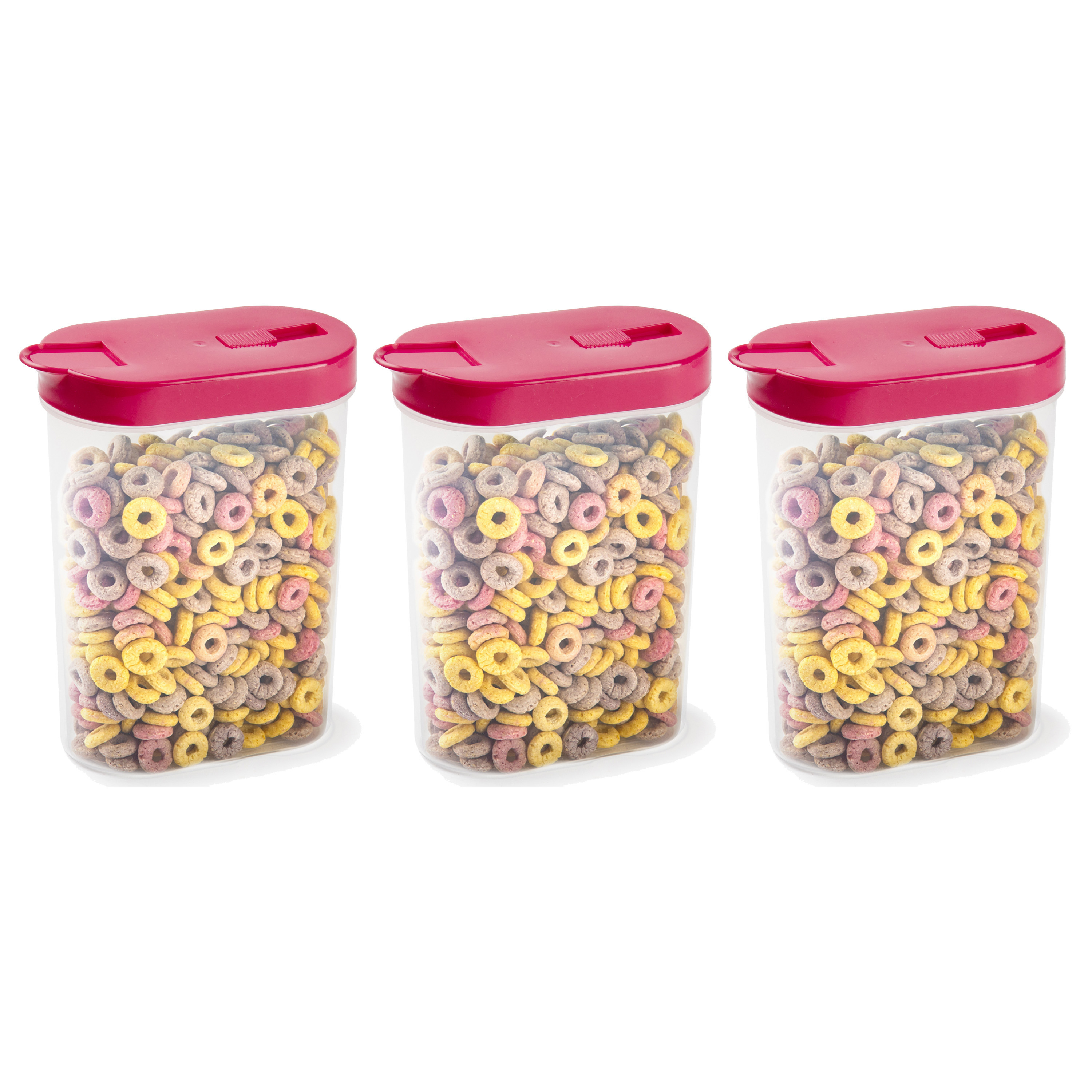 PlasticForte Voedselcontainer strooibus - 3x - roze - inhoud 1 liter - kunststof - 15 x 7 x 19 cm -