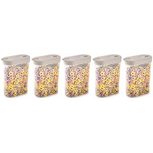 PlasticForte Voedselcontainer strooibus - 5x - beige - inhoud 1 liter - kunststof - 15 x 7 x 19 cm -