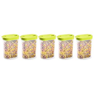 PlasticForte Voedselcontainer strooibus - 5x - groen - inhoud 1 liter - kunststof - 15 x 7 x 19 cm -