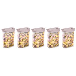 PlasticForte Voedselcontainer strooibus - 5x - lichtroze - inhoud 1 liter - kunststof - 15 x 7 x 19 cm -