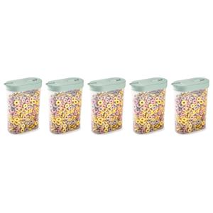 PlasticForte Voedselcontainer strooibus - 5x - mintgroen - inhoud 1 liter - kunststof - 15 x 7 x 19 cm -