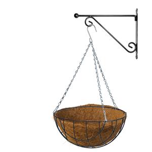 Bellatio flowers & plants Hanging basket 35 cm met metalen muurhaak en kokos inlegvel -