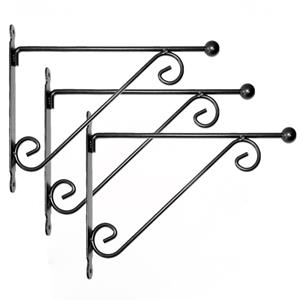 Esschert Design Set van 3x stuks muurhaken met dubbele sierkrul x 31 cm - metaal - hanging basket haak -