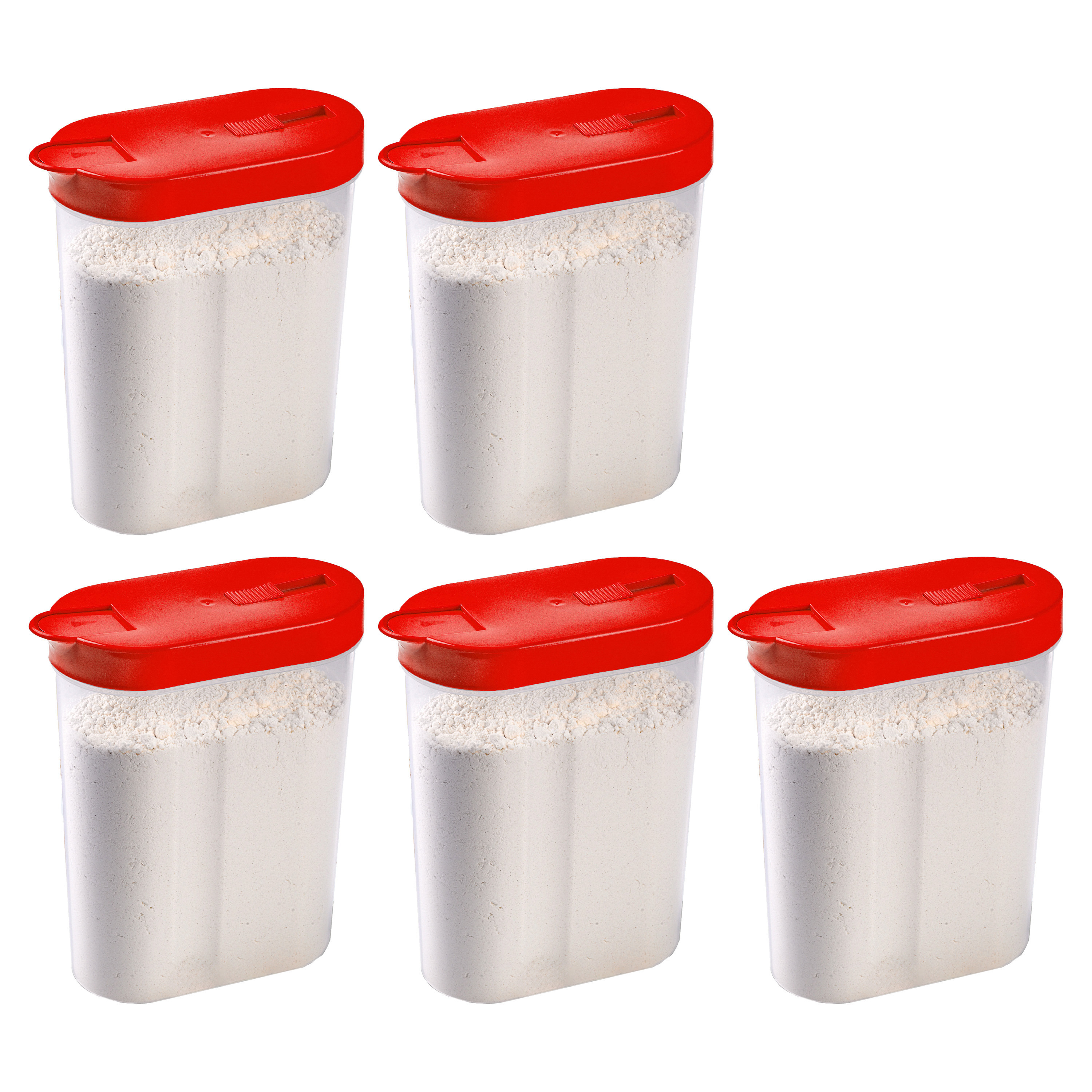 PlasticForte Voedselcontainer strooibus - 2x - rood - inhoud 1 liter - kunststof - 15 x 7 x 19 cm -